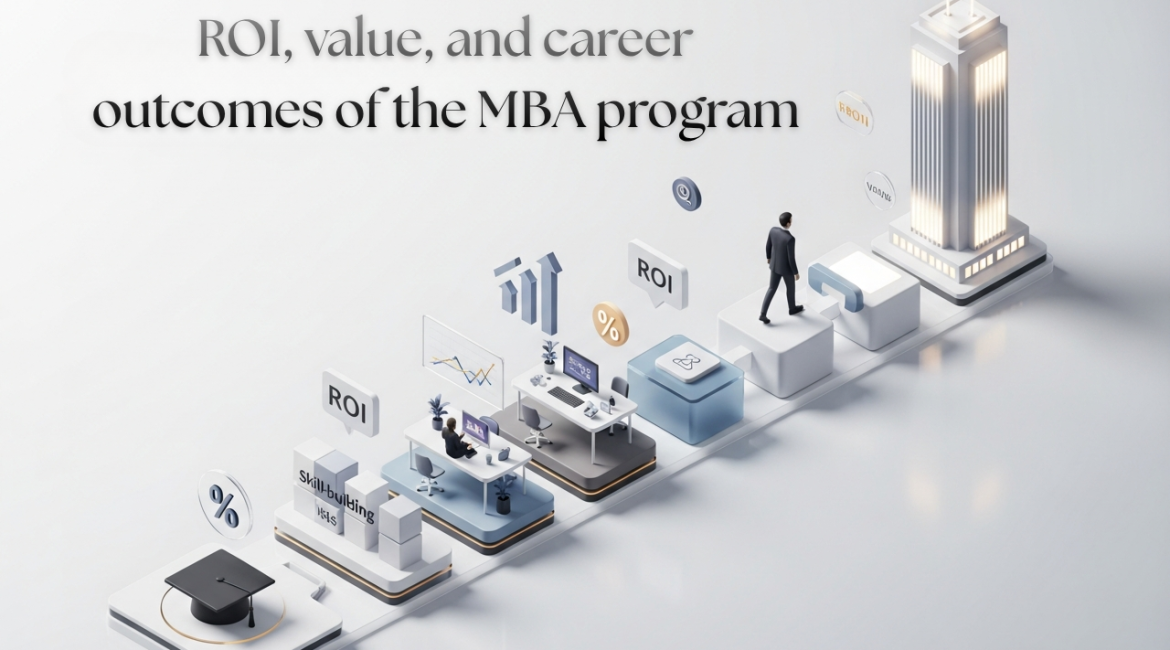 MBA ROI and Career Outcomes concept showing a professional representing career growth and long-term value
