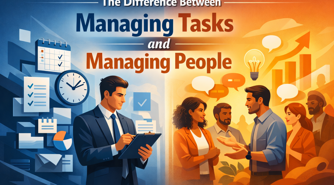 A visual comparison of task-focused efficiency versus people-centered leadership, highlighting the balance needed for effective team success.